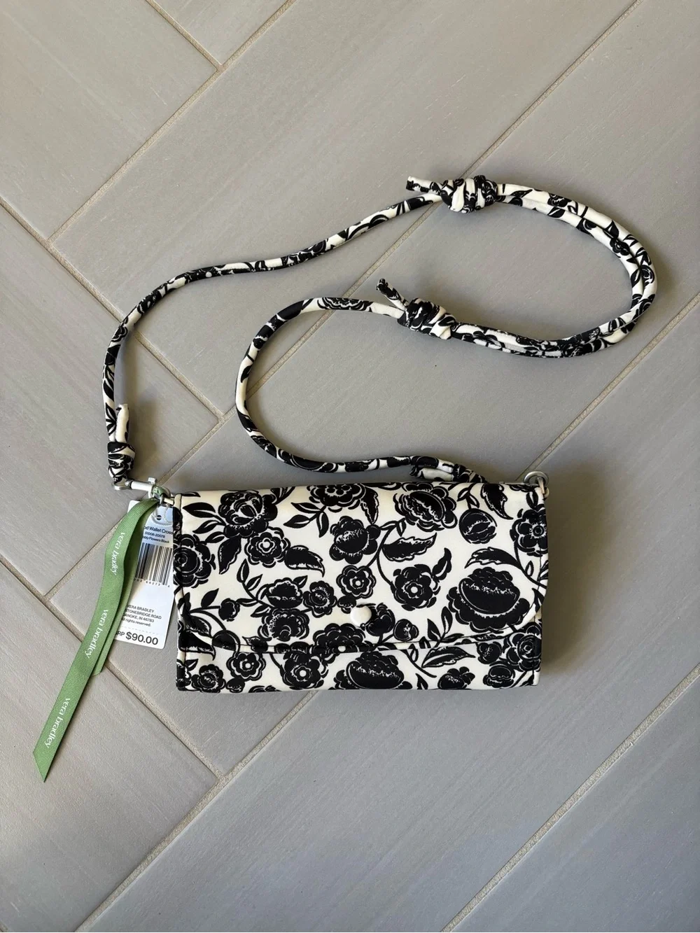 Vera Bradley Wildwood Wallet Crossbody | Black & White Floral